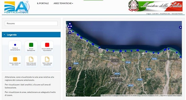 Mare, acque di Rossano pulite e balneabili I dati sono stati diramati dal Ministero della Salute