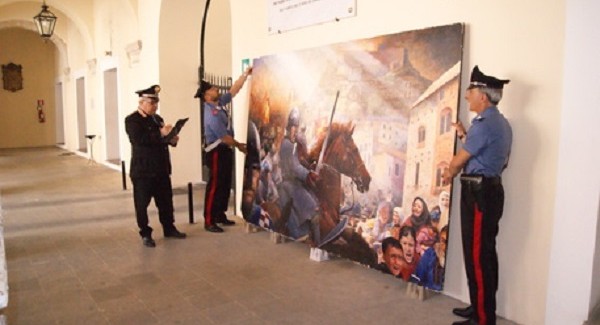 Cosenza, carabinieri ritrovano dipinto rubato L'opera dell'artista Whincop era stata rubata il 27 Maggio scorso da una parete del palazzo comunale