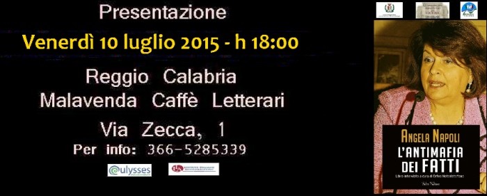 Sbarca a Reggio Calabria il nuovo libro di Angela Napoli Venerdì, alle 18, la presentazione