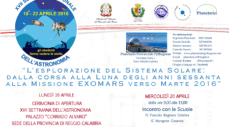 A Reggio Calabria settimana nazionale dell’astronomia Importante appuntamento per le scuole italiane