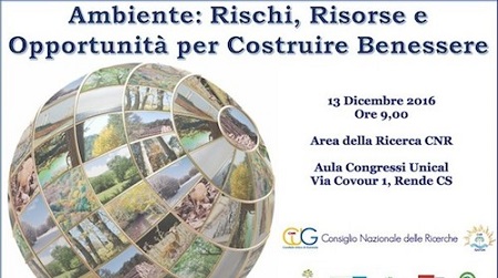 Ambiente, convegno scientifico nella città di Rende Rischi ed opportunità per il benessere