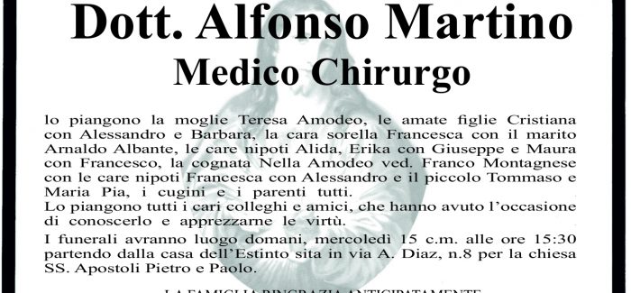 Taurianova, è morto Alfonso Martino I funerali avranno luogo domani, alle 15.30