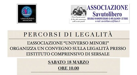 Domani nel Comune di Sersale una mattinata di legalità Evento curato dall'associazione "Universo Minori"