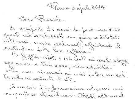 A 91 anni scrive da Roma al Liceo Telesio di Cosenza Dopo averne letto sulla stampa nazionale. La lettera è commovente e il preside la pubblica sui social