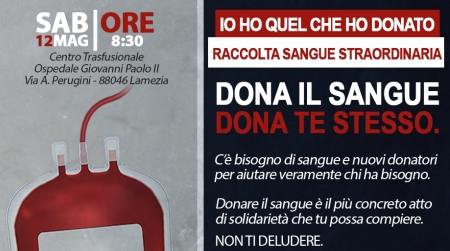 Lamezia, Identità Nazionale promuove raccolta sangue Si svolgerà sabato 12 maggio