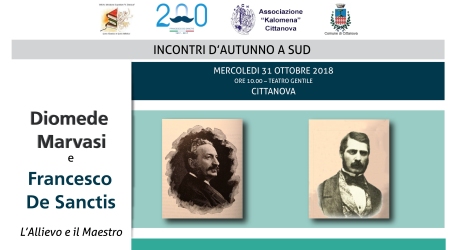 Al teatro Gentile di Cittanova gli “Incontri d’autunno a sud” Il primo degli appuntamenti, previsto per domani, alle ore 10, avrà per tema: “Diomede Marvasi e Francesco De Sanctis. L’Allievo e il Maestro”