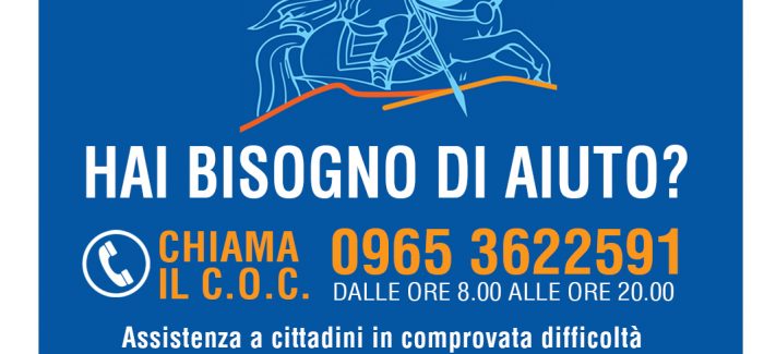 Reggio Calabria, da oggi è attivo il numero di telefono per contattare il Centro Operativo Comunale Abilitato a raccogliere le richieste di aiuto dei cittadini