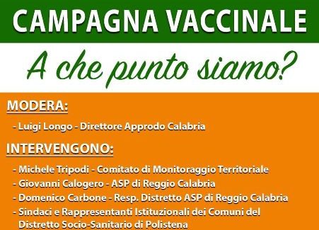 Campagna vaccinale, A che punto siamo? Mercoledì 28 aprile 2021 ore 21 sulla pagina Facebook di Michele Tripodi