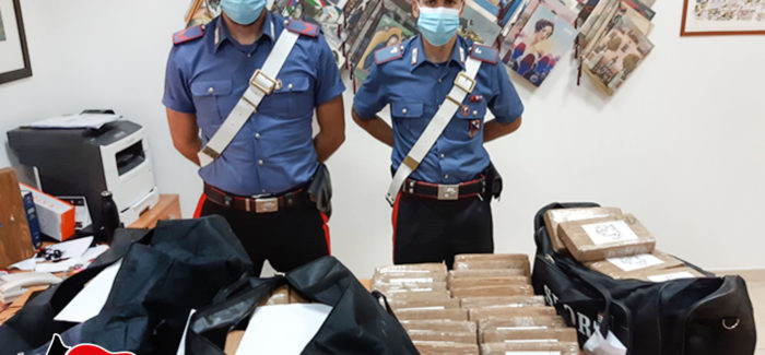 Gioia Tauro; droga: i Carabinieri sequestrano un maxi carico di cocaina ERano occultati in un Tir che da Reggio Calabria stava percorrendo l’autostrada A2 in direzione Salerno 4 borsoni da palestra contenenti 100 panetti di droga