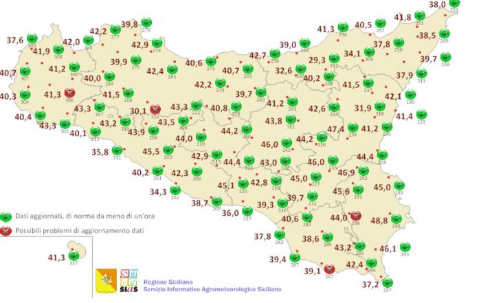 Caldo record nel Siracusano, raggiunti i 48,8 gradi