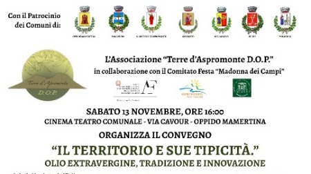 Convegno a Oppido Mamertina su “Il territorio e le sue tipicità” Sabato 13 novembre alle ore 16 presso il Cinema Teatro Comunale