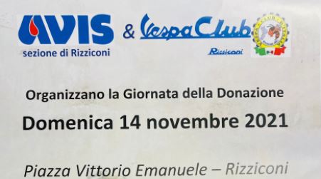 Donazione sangue con Avis e Vespa Club a Rizziconi L'evento si svolgerà a Rizziconi, in Piazza Vittorio Emanuele Domenica 14 dalle  07.45 alle  11.30 