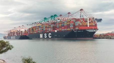 Porto Gioia Tauro, da ieri sono attraccate, contemporaneamente, alle sue banchine due portacontainer di 24 mila teus Si tratta della MSC SIXIN e della MSC AMELIA che, in mattinata, dopo le operazioni di carico e scarico continueranno la loro traiettoria lungo gli altri scali portuali internazionali