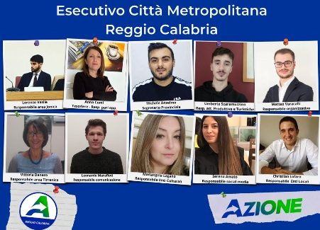 Azione ha il suo esecutivo per la Città Metropolitana Nella giornata di ieri il consiglio direttivo di Azione della città metropolitana di Reggio Calabria, partito fondato da Carlo Calenda e Matteo Richetti, ha approvato l'esecutivo metropolitano che avrà il compito di guidare il partito nella città metropolitana di Reggio Calabria