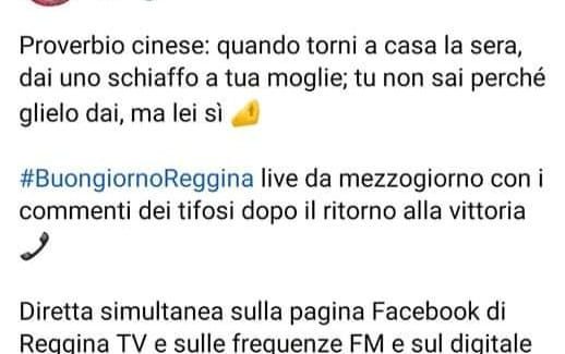 Autogol di reggina Tv, il detto cinese sulle donne nel giorno di San Valentino  che indigna tutti Al presidente Gallo trovare la soluzione  per mettere a tacere qualche giornalista senza freno