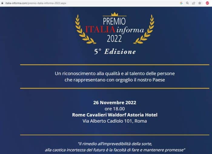 Italia Informa, svelati i nomi dei premiati nella 5^ edizione