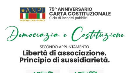 A Locri si discute di libertà associativa e principio di sussiadiarietà con Nuccio Iovene Continuano gli incontri  di approfondimento su alcuni degli articoli fondamentali che compongono la Costituzione italiana, organizzati dalla sezione ANPI di Locri-Gerace nel 75esimo anniversario dall'entrata in vigore della nostra Carta fondamentale