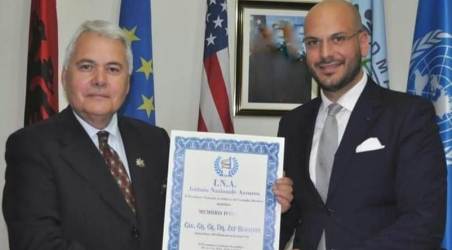 L’ex ambasciatore dell’Albania Cav. Bushati nominato delegato per l’Albania dell’Istituto Nazionale Azzurro Ricordiamo le quantità e le innumerevoli cariche di prestigio che Zef Bushati ha ricoperto finora; sappiamo che la sua persona ha goduto e gode (qui in Italia) la fiducia delle istituzioni