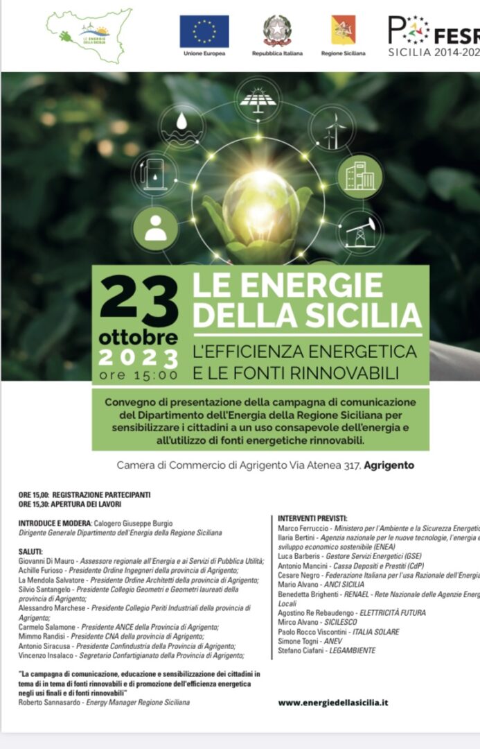 Ad Agrigento un convegno su rinnovabili ed efficienza energetica