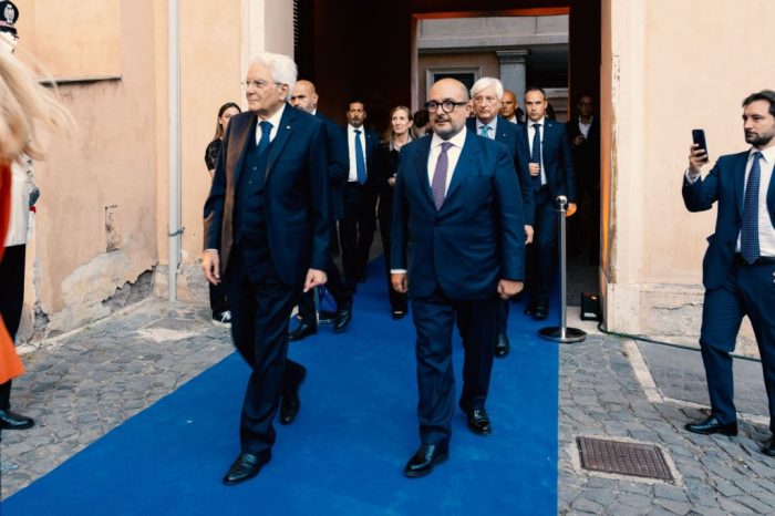 Inaugurato cantiere a Palazzo San Felice, Mattarella ringrazia Sangiuliano