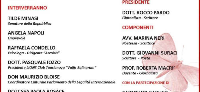 Palmi, domani il primo concorso letterario organizzato da Arcoiris, “il dono della vita” Ore 15,00 presso Auditorium Arcoiris in via Prato. Per la giornata internazionale contro la violenza sulle donne