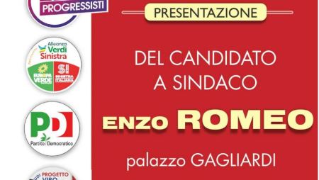 Sabato la presentazione del candidato a sindaco di Vibo Valentia Enzo Romeo La città di Vibo , dopo un ventennio di malgoverno di centrodestra, ha urgente bisogno di voltare pagina