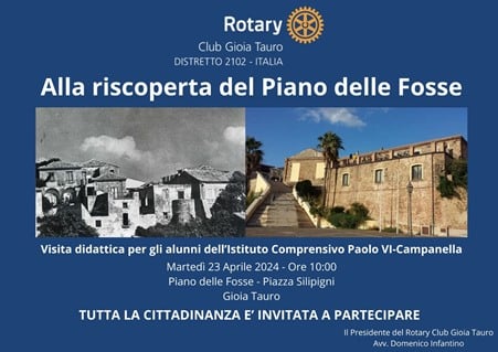 Evento Rotary Gioia Tauro, visita guidata degli studenti al borgo antico Educare i cittadini del futuro alla conoscenza della storia del proprio territorio