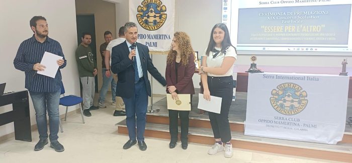 CONCORSO SCOLASTICO DELL’ASSOCIAZIONE SERRA CLUB INTERNATIONAL IL TERZO PREMIO ALL’ALLIEVA SOFIA MACRI’ DELL’ISTITUTO COMPRENSIVO 1 “FRANCESCO PENTIMALLI” DI GIOIA TAURO 