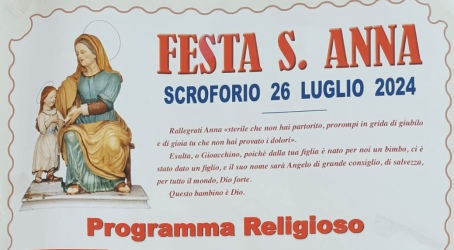 A Scroforio, frazione di Terranova Sappo Minulio, il 26 luglio si celebra la festa di Sant’Anna Una tradizione che si rinnova, nel segno della fede e della condivisione di valori che raccontano l'identità di persone e luoghi