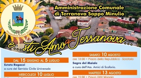 Il cartellone “E…stiAmo a Terranova” si prepara ad entrare nel vivo La programmazione estiva messa in campo dall'Amministrazione Comunale di Terranova Sappo Minulio, guidata dal sindaco avv. Ettore Tigani