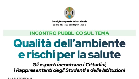 Convegno sulla qualità dell’Ambiente e rischi per la salute L’evento, durante il quale gli esperti incontreranno i cittadini e i rappresentanti degli studenti e delle istituzioni e risponderanno alle loro domande, si terrà venerdì 27 settembre, a partire dalle ore 9.30, nella sala “F. Monteleone” di palazzo Campanella