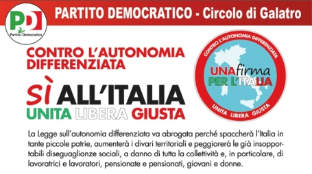 A Galatro parte la “Campagna contro l’Autonomia Differenziata” Sapioli (Pd), "L'impegno è stato capillare e costante, portato avanti anche porta a porta, dimostrando il forte senso di appartenenza alla comunità e la volontà di difendere il tessuto sociale del Sud"