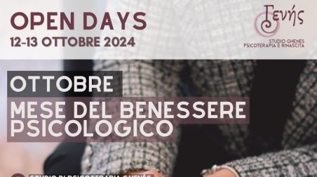 Lo studio di psicoterapia “Ghenés” presenta il mese del benessere psicologico 2024. Programma Il Mese del Benessere Psicologico è un'iniziativa organizzata su tutto il territorio nazionale, volta a sensibilizzare e diffondere la cultura del benessere mentale