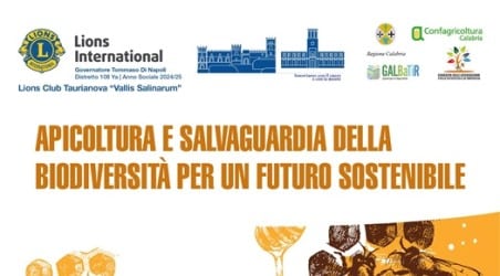 Club Lions di Taurianova “Vallis Salinarum”, convegno su apicoltura e salvaguardia della biodiversità Si terrà sabato 23 novembre prossimo presso il salone polifunzionale “Aula Magistri” dell’Istituto Comprensivo “Sofia Alessio n. Contestabile – Monteleone – Pascoli di Taurianova