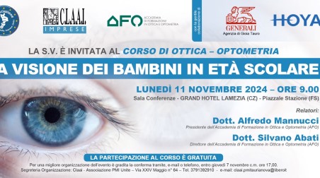 Seminario formativo CLLAI categoria ottici-optometristi Calabria L’incontro terrà, Lunedì 11 novembre 2024, con inizio dei lavori ore 9.00 a Lamezia Terme