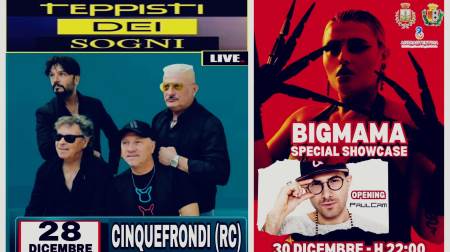 Cinquefrondi si prepara ai due grandi eventi live e gratuiti Il 28 e il 30 dicembre, Piazza della Repubblica ore 22:00, Cinquefrondi, sarà scenario di due attesissimi concerti che coinvolgeranno due generazioni, quella dei più adulti e quella della nostra bellissima gioventù