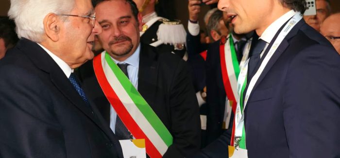 Il sindaco metropolitano di Reggio Calabria Giuseppe Falcomatà alla tradizionale cerimonia di scambio degli auguri di fine anno con il Presidente della Repubblica