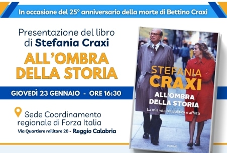 “All’ombra della storia”, Stefania Craxi a Reggio Calabria per presentare il suo libro La presentazione si terrà alle ore 16:30 presso la Sede del Coordinamento regionale di Forza Italia Calabria, in via Quartiere militare 20 